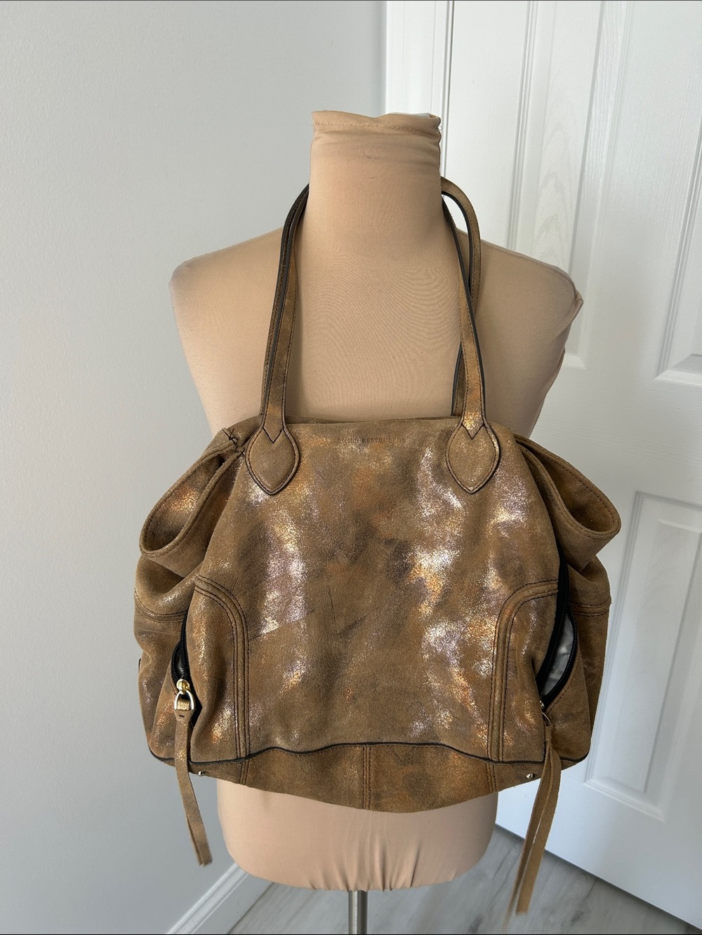 Aimee Kestenberg Gold Metallic Chelsea Leather Tote Bag - Picture 4 of 14